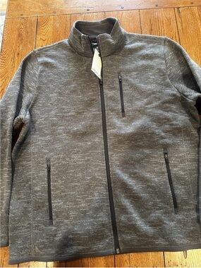 UNTUCKit Kezoh Full-Zip Fleece Sweater Jacket Mens XL Heather Gray Zipper Pocket